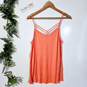 Vanity Coral Strappy Tank Top Rayon/Spandex‎ Blend Womens Size M ~TT33.4